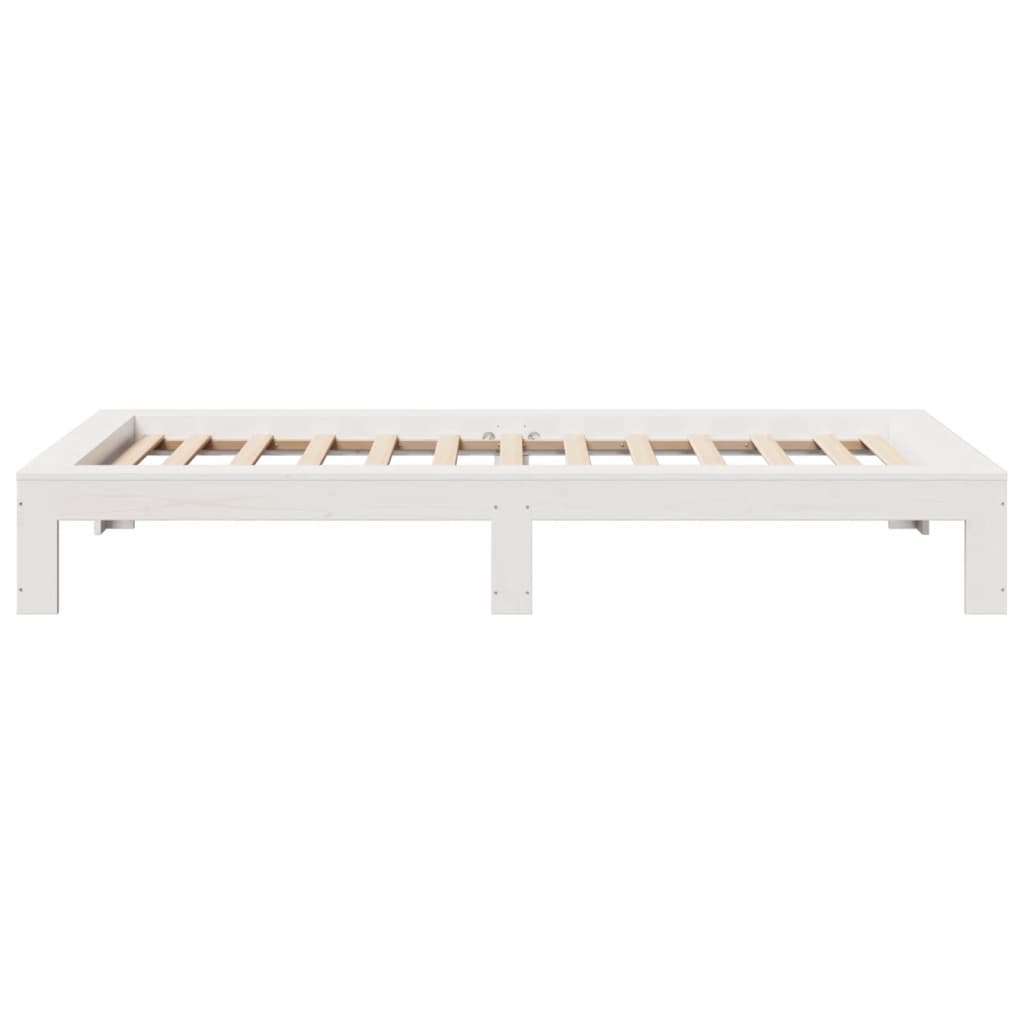 vidaXL Cadru de pat fără saltea, alb, 75x190 cm, lemn masiv de pin