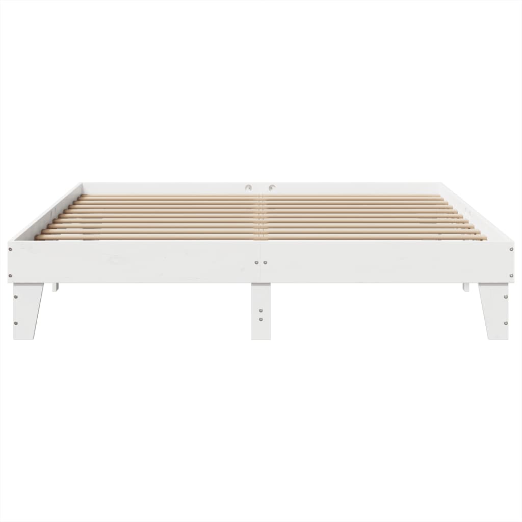 vidaXL Cadru de pat fără saltea, alb, 200x200 cm, lemn masiv pin
