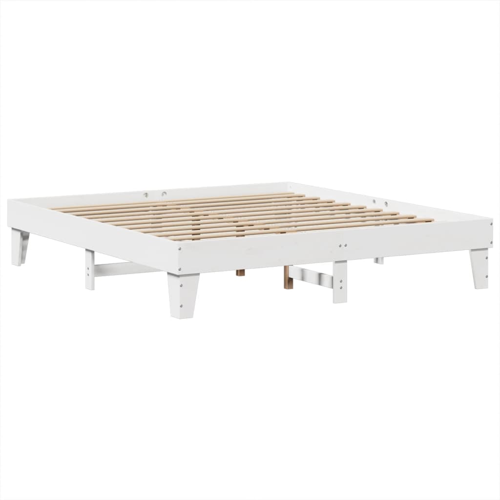 vidaXL Cadru de pat fără saltea, alb, 180x200 cm, lemn masiv pin