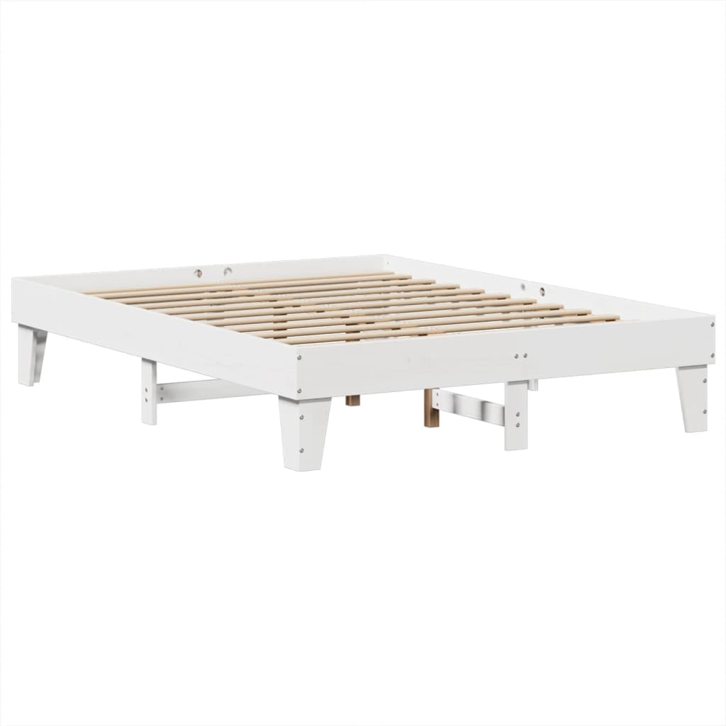 vidaXL Cadru de pat fără saltea, alb, 160x200 cm, lemn masiv pin