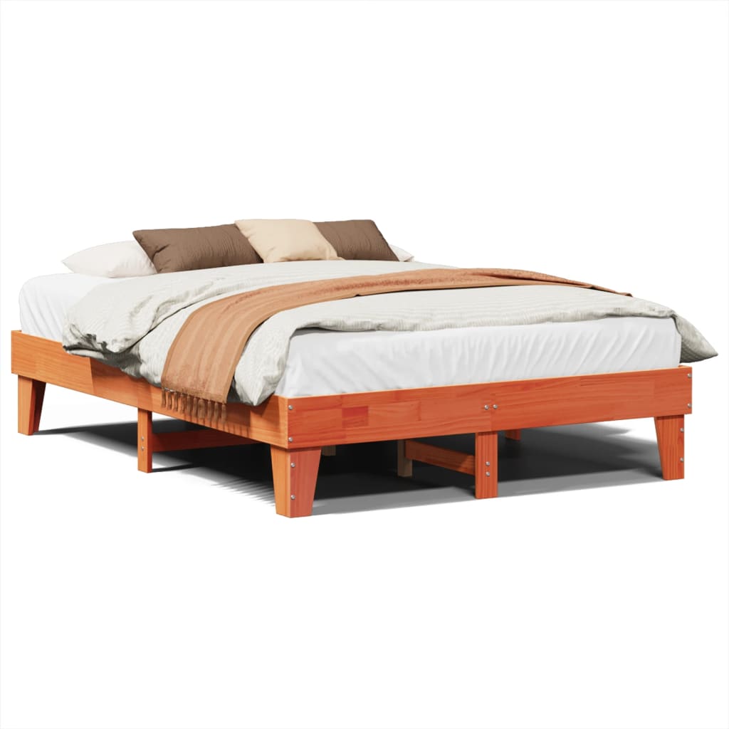 vidaXL Cadru de pat fără saltea, maro ceruit 150x200 cm lemn masiv pin vidaXL Cadru de pat fără saltea, maro ceruit 150x200 cm lemn masiv pin