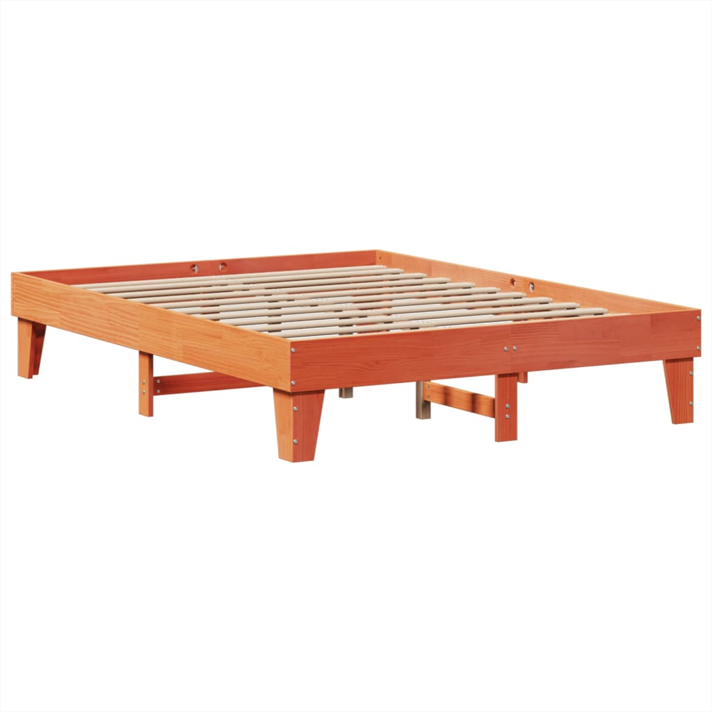 vidaXL Cadru de pat fără saltea, maro ceruit 150x200 cm lemn masiv pin vidaXL Cadru de pat fără saltea, maro ceruit 150x200 cm lemn masiv pin