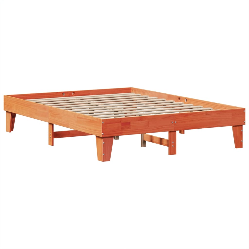 vidaXL Cadru de pat fără saltea, maro ceruit 140x200 cm lemn masiv pin vidaXL Cadru de pat fără saltea, maro ceruit 140x200 cm lemn masiv pin
