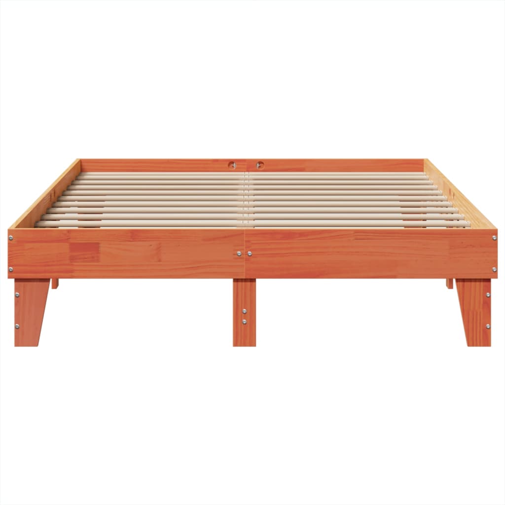 vidaXL Cadru de pat fără saltea, maro ceruit 140x200 cm lemn masiv pin vidaXL Cadru de pat fără saltea, maro ceruit 140x200 cm lemn masiv pin