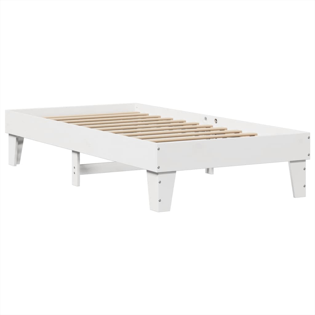 vidaXL Cadru de pat fără saltea, alb, 90x200 cm, lemn masiv pin