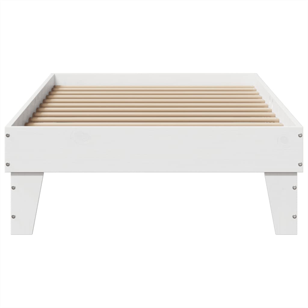 vidaXL Cadru de pat fără saltea, alb, 90x200 cm, lemn masiv pin