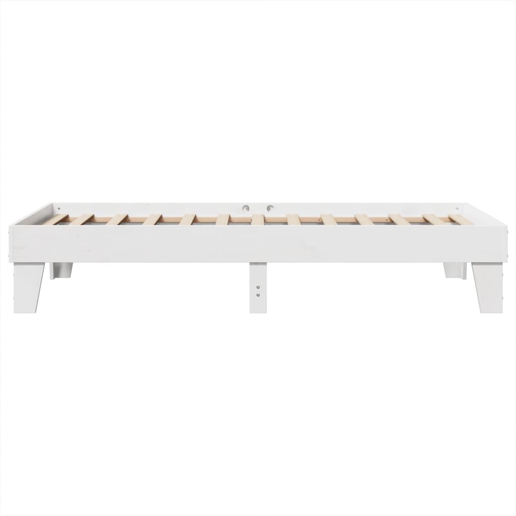 vidaXL Cadru de pat fără saltea, alb, 90x200 cm, lemn masiv pin