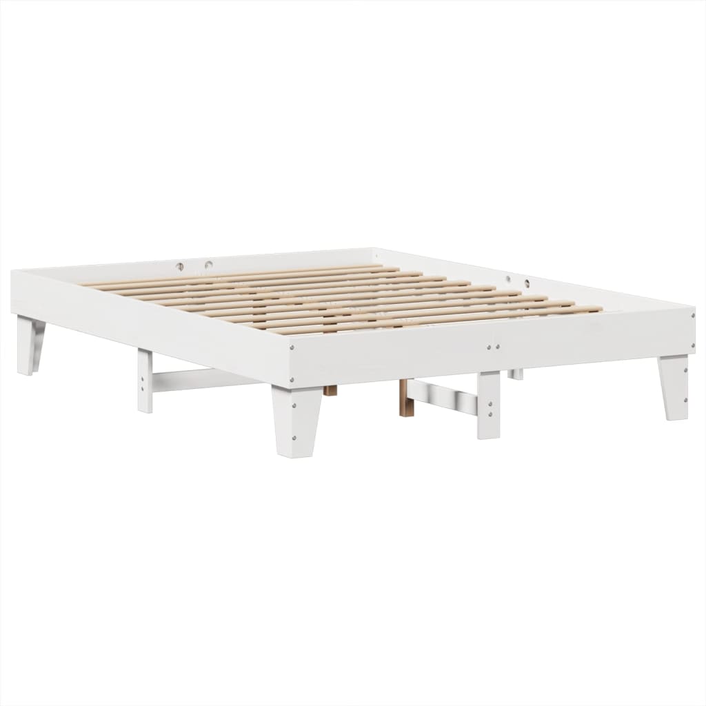 vidaXL Cadru de pat fără saltea, alb, 140x190 cm, lemn masiv de pin vidaXL Cadru de pat fără saltea, alb, 140x190 cm, lemn masiv de pin