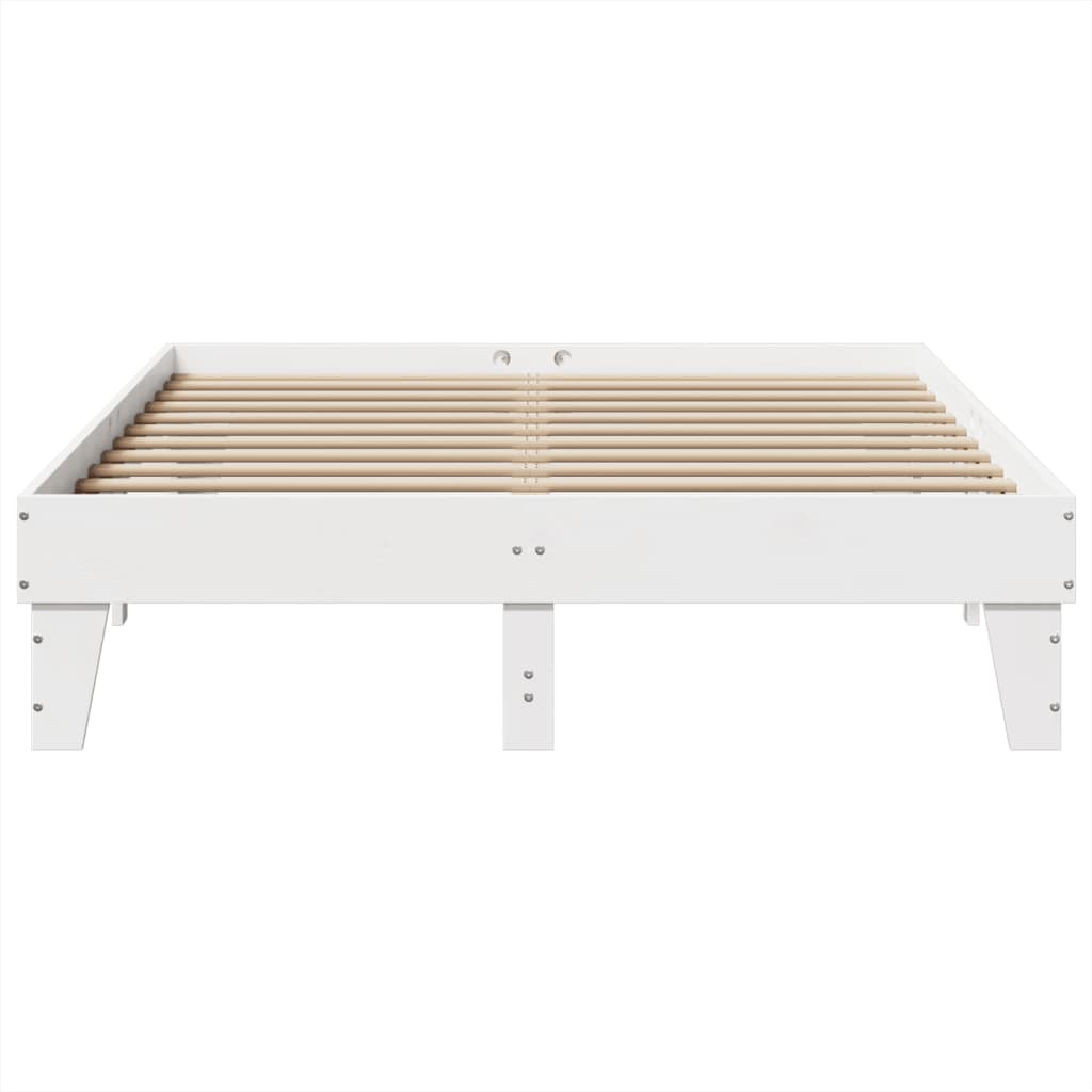 vidaXL Cadru de pat fără saltea, alb, 140x190 cm, lemn masiv de pin vidaXL Cadru de pat fără saltea, alb, 140x190 cm, lemn masiv de pin