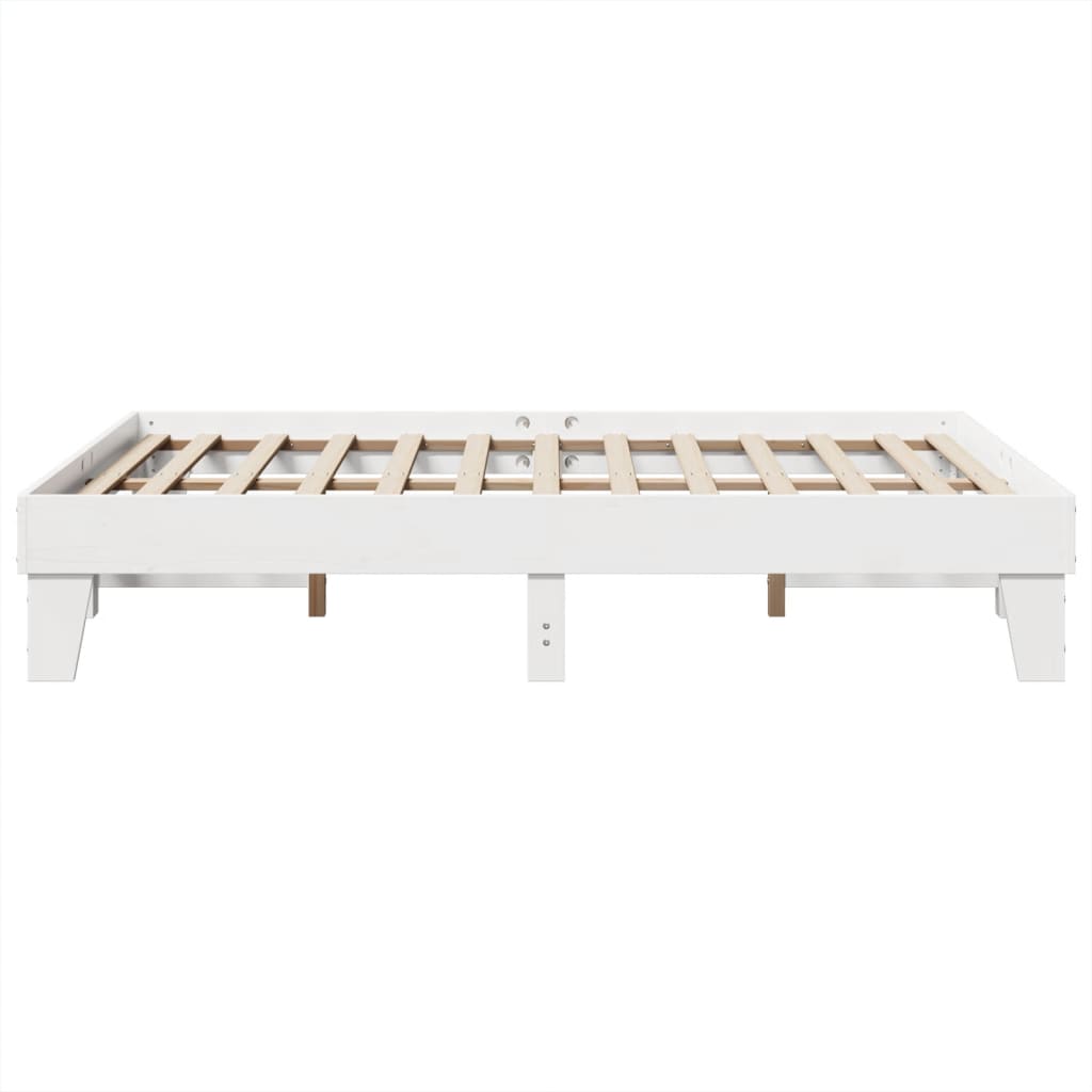 vidaXL Cadru de pat fără saltea, alb, 140x190 cm, lemn masiv de pin vidaXL Cadru de pat fără saltea, alb, 140x190 cm, lemn masiv de pin