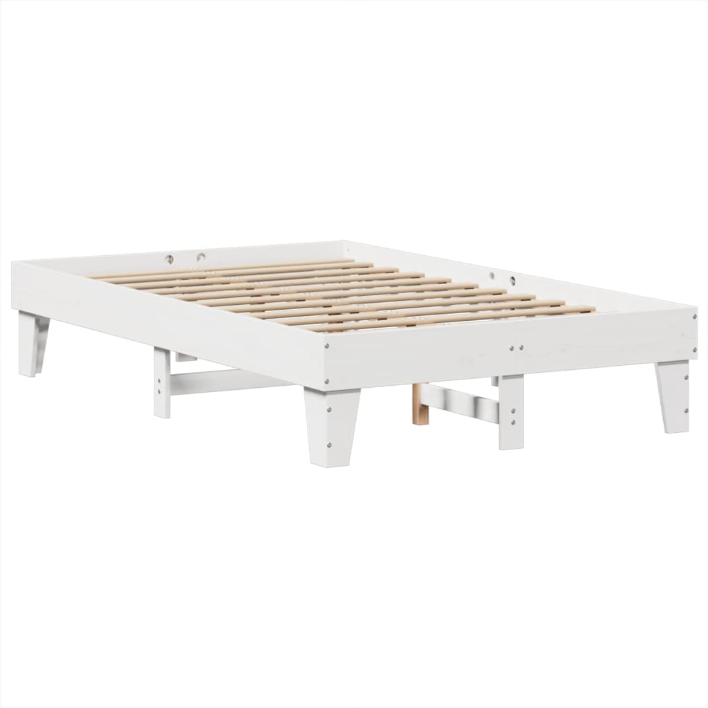 vidaXL Cadru de pat fără saltea, alb, 120x190 cm, lemn masiv pin