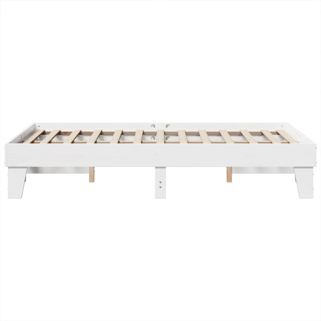 vidaXL Cadru de pat fără saltea, alb, 120x190 cm, lemn masiv pin