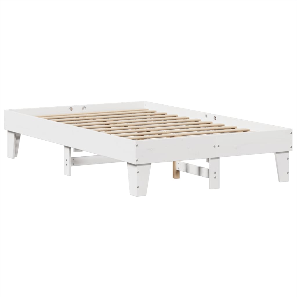 vidaXL Cadru de pat fără saltea, alb, 120x190 cm, lemn masiv pin