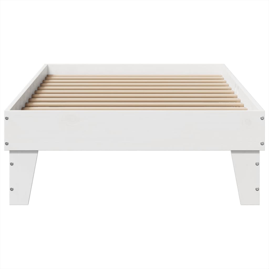 vidaXL Cadru de pat fără saltea, alb, 75x190 cm, lemn masiv de pin