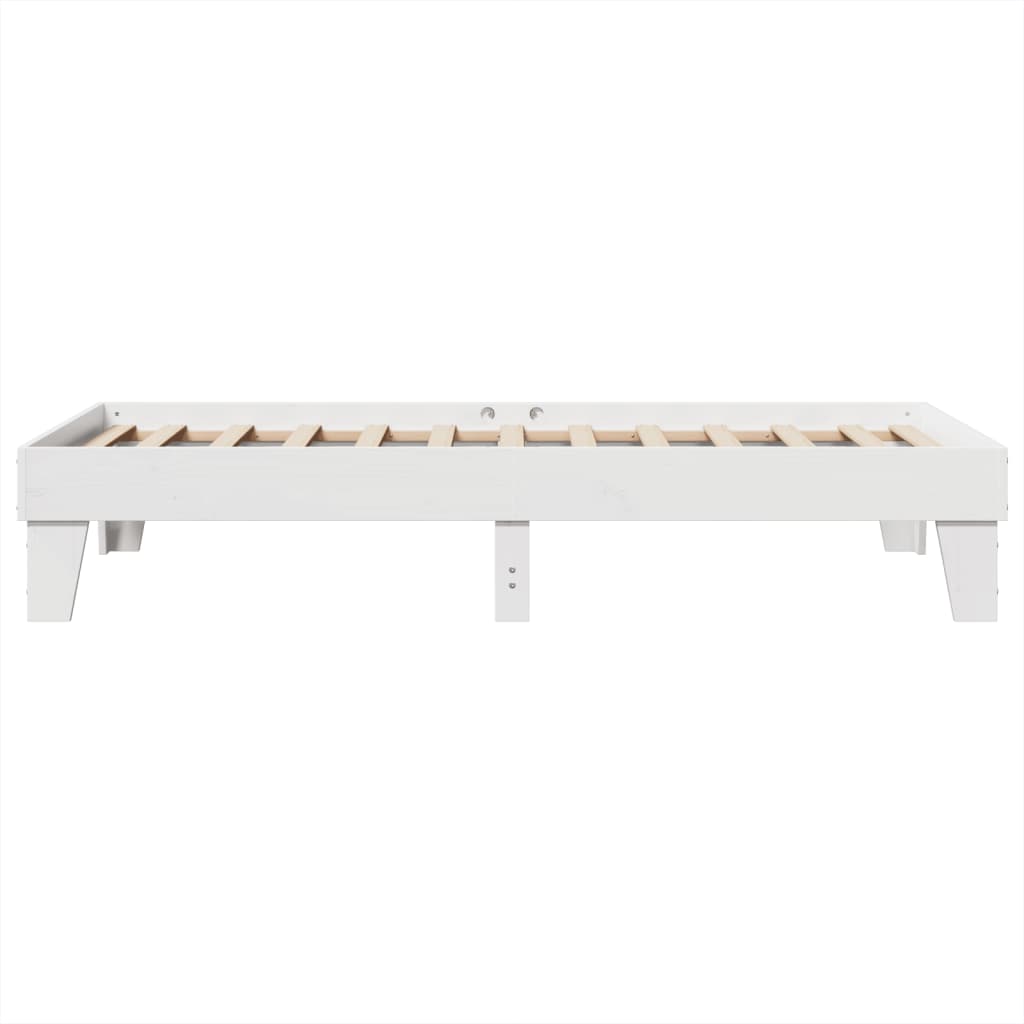 vidaXL Cadru de pat fără saltea, alb, 75x190 cm, lemn masiv de pin