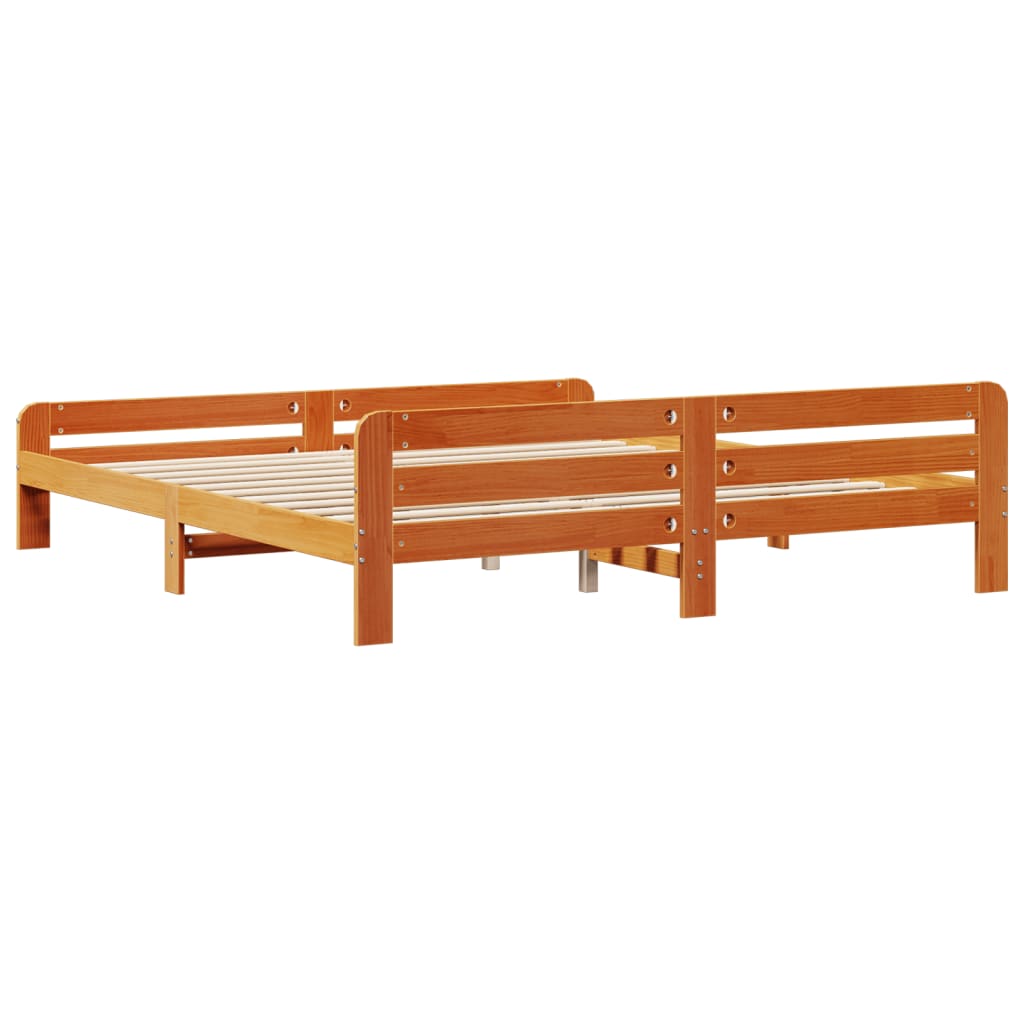 vidaXL Cadru de pat fără saltea, maro ceruit 200x200 cm lemn masiv pin vidaXL Cadru de pat fără saltea, maro ceruit 200x200 cm lemn masiv pin