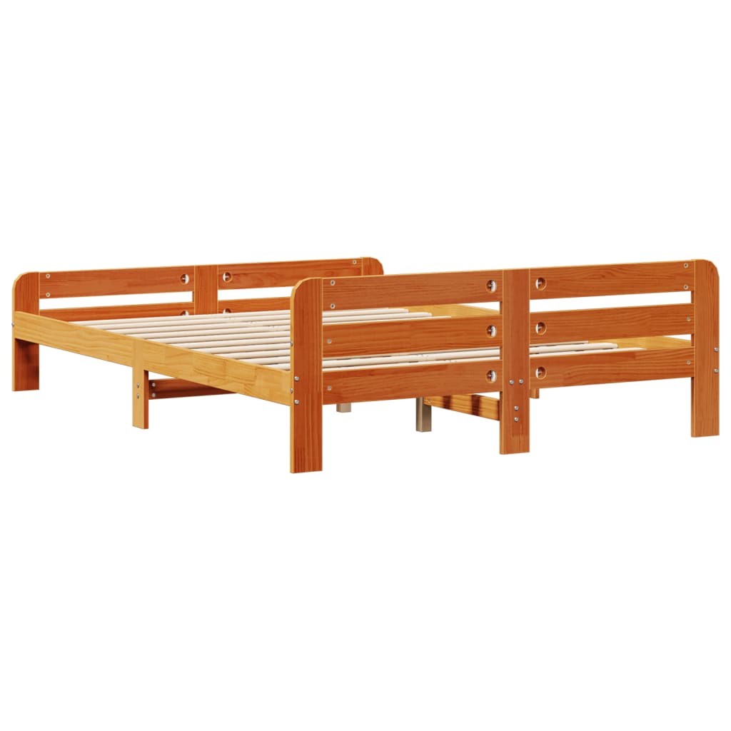 vidaXL Cadru de pat fără saltea, maro ceruit 150x200 cm lemn masiv pin vidaXL Cadru de pat fără saltea, maro ceruit 150x200 cm lemn masiv pin