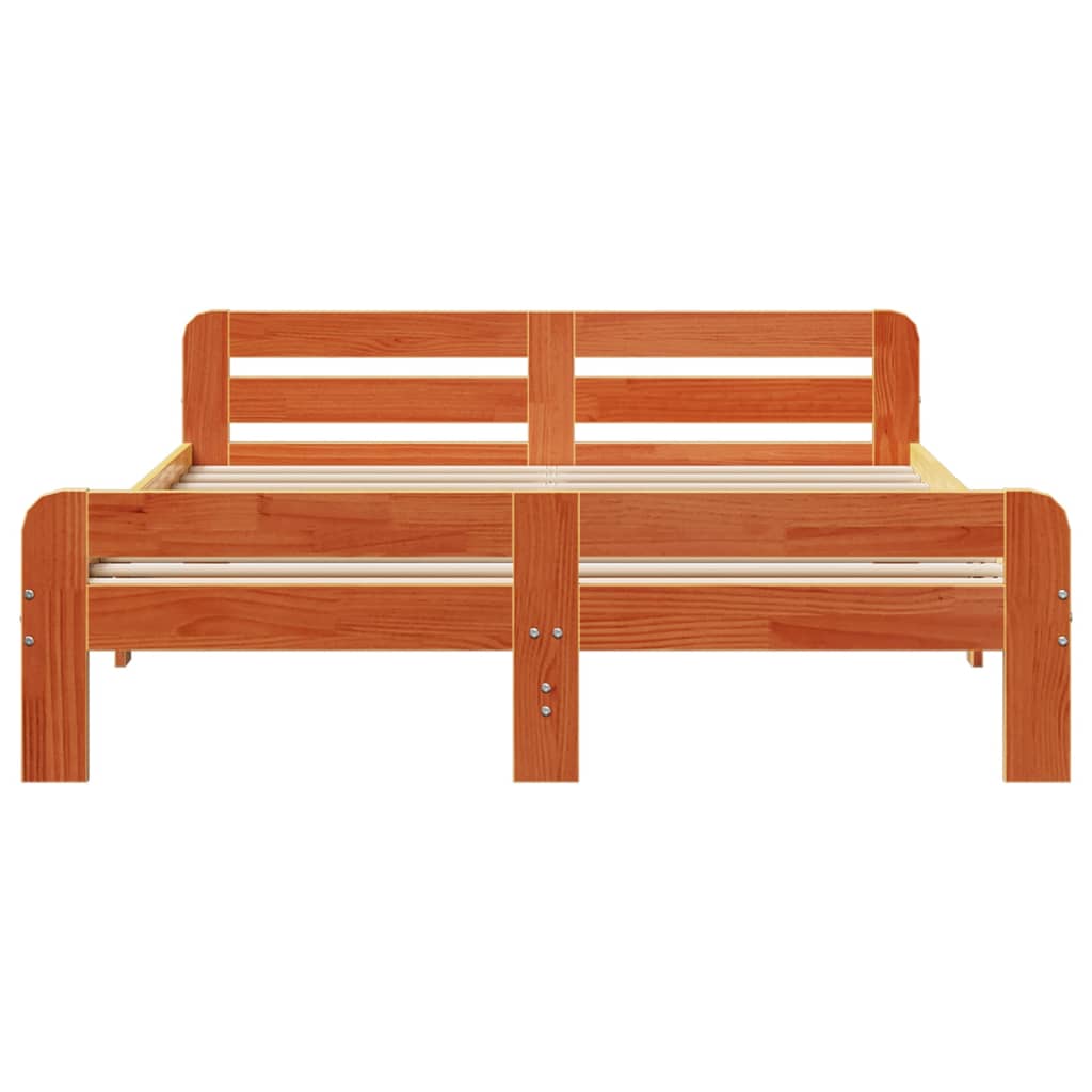 vidaXL Cadru de pat fără saltea, maro ceruit 140x200 cm lemn masiv pin vidaXL Cadru de pat fără saltea, maro ceruit 140x200 cm lemn masiv pin