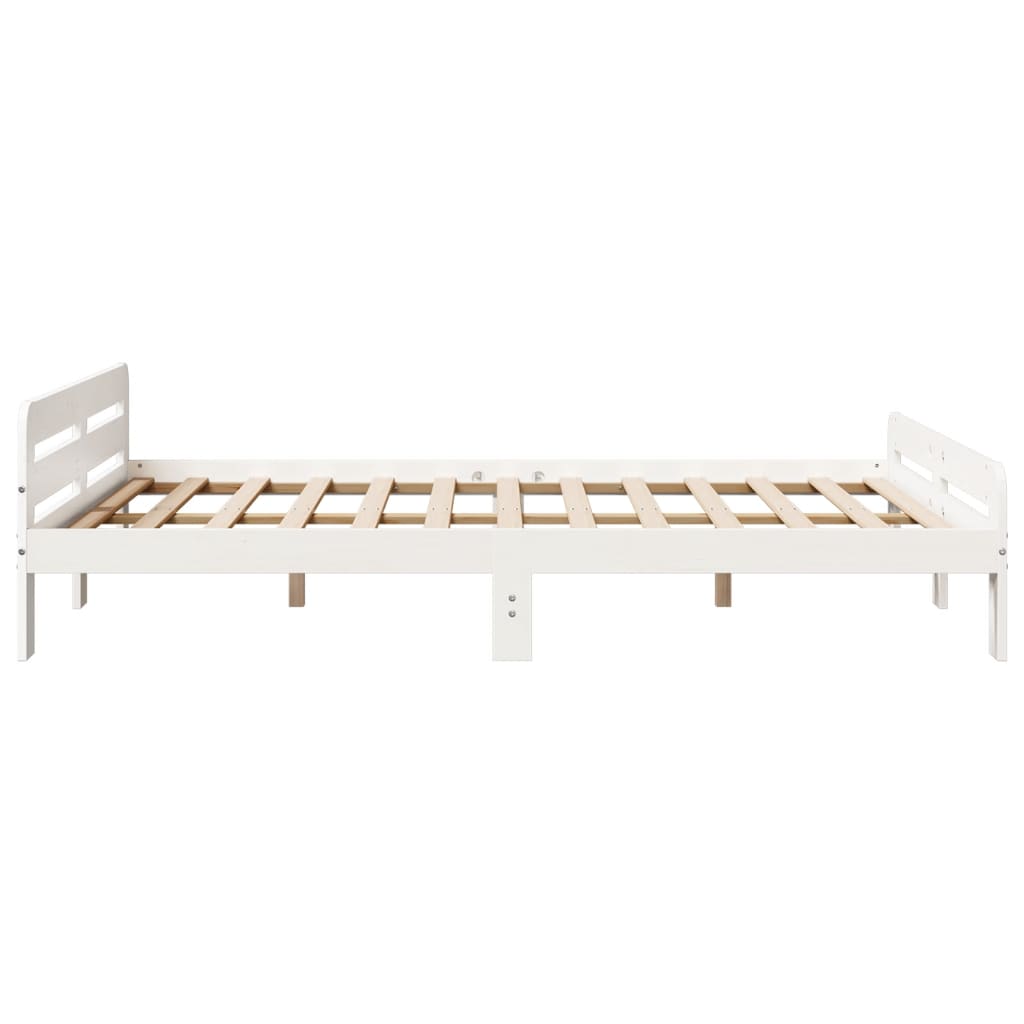 vidaXL Cadru de pat fără saltea, alb, 140x190 cm, lemn masiv de pin