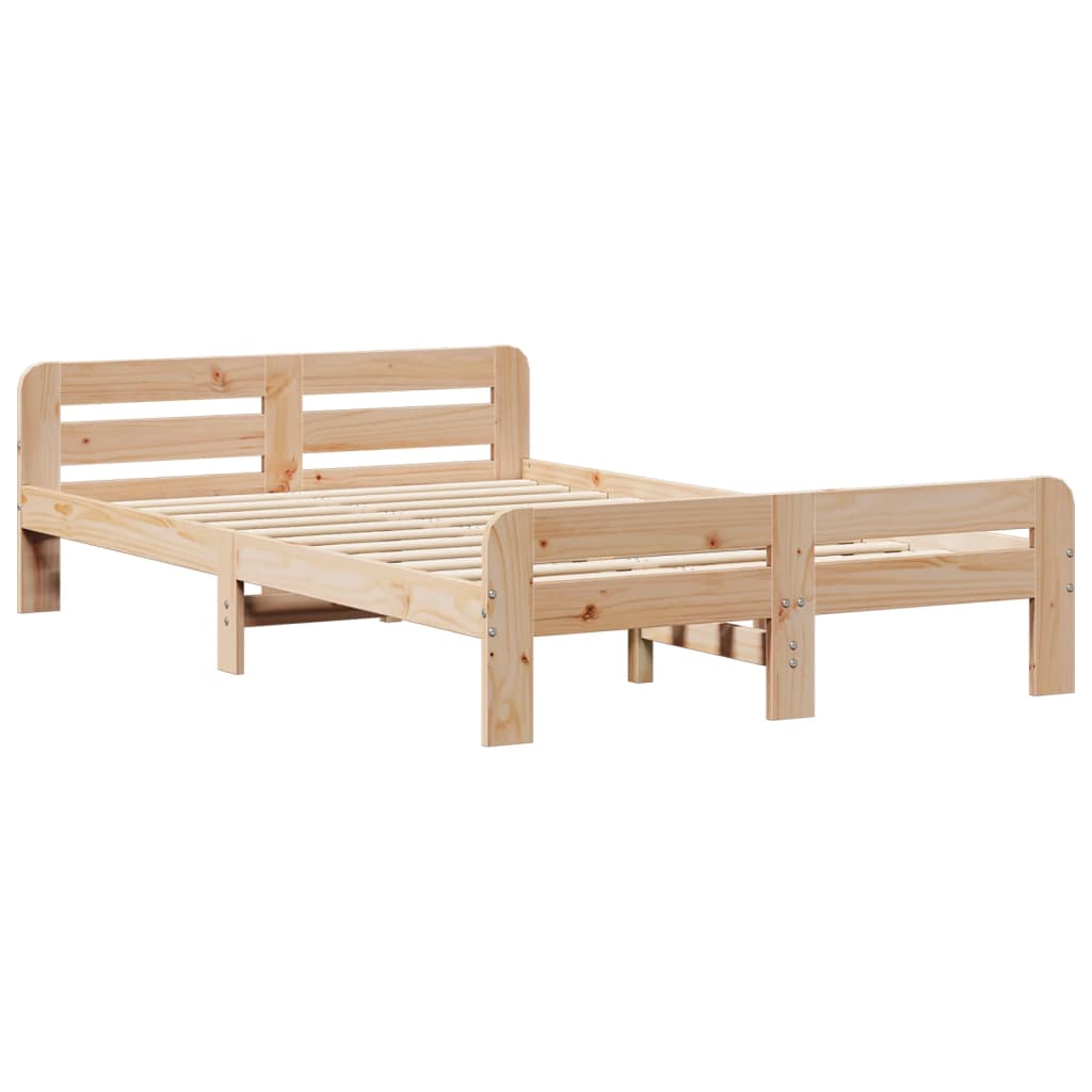 vidaXL Cadru de pat fără saltea, 135x190 cm, lemn masiv de pin vidaXL Cadru de pat fără saltea, 135x190 cm, lemn masiv de pin