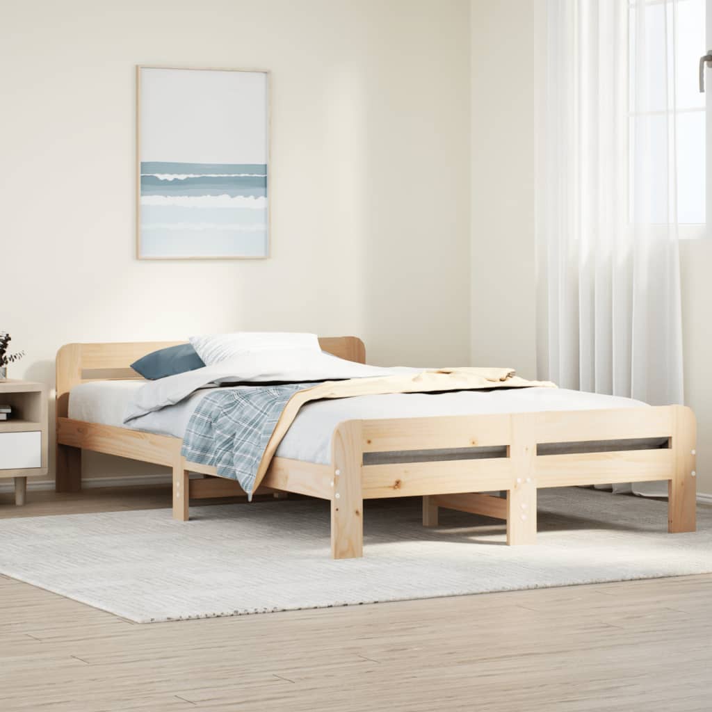 vidaXL Cadru de pat fără saltea, 135x190 cm, lemn masiv de pin vidaXL Cadru de pat fără saltea, 135x190 cm, lemn masiv de pin