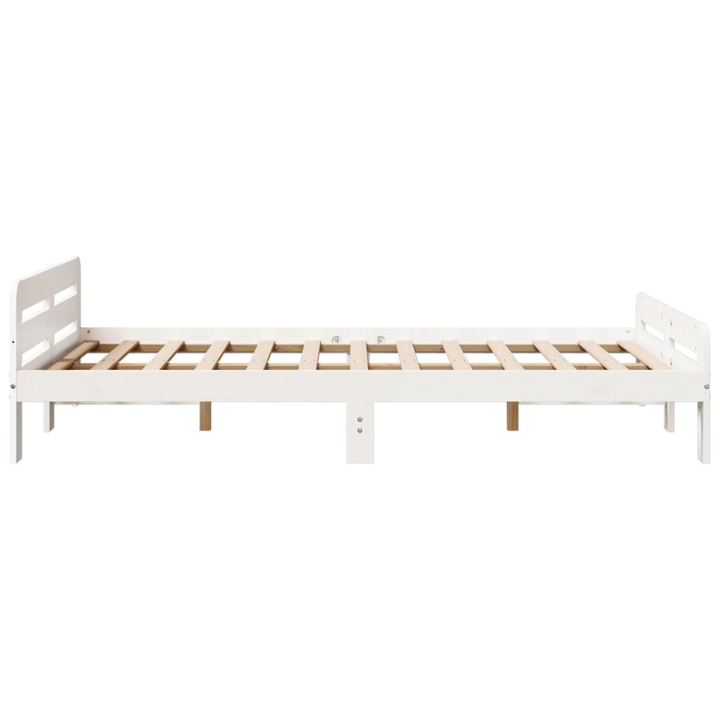 vidaXL Cadru de pat fără saltea, alb, 135x190 cm, lemn masiv de pin