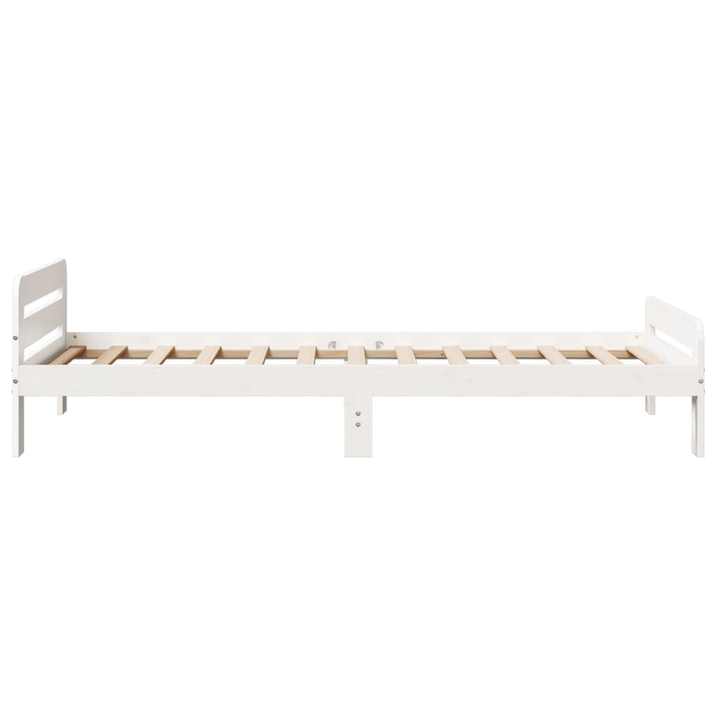 vidaXL Cadru de pat fără saltea, alb, 75x190 cm, lemn masiv de pin