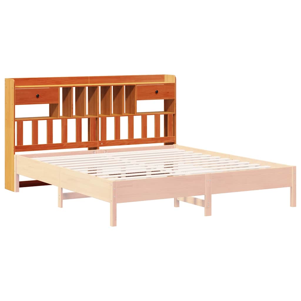 vidaXL Tăblie de pat cu depozitare maro ceruit, 180 cm, lemn masiv pin