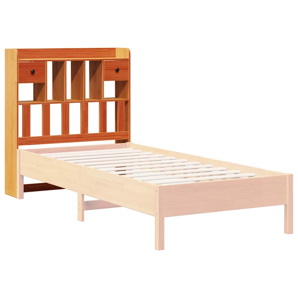 vidaXL Tăblie de pat cu depozitare maro ceruit, 100 cm, lemn masiv pin
