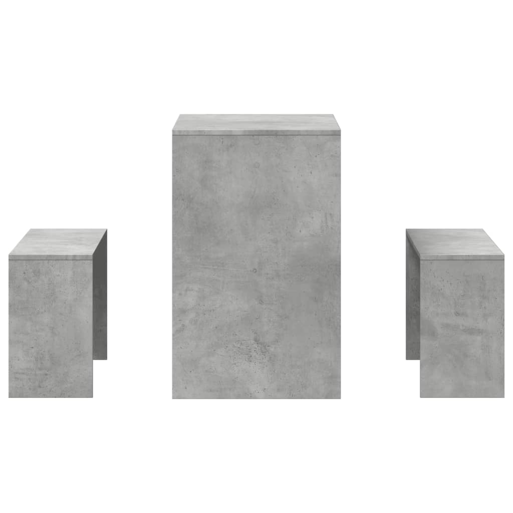 vidaXL Set masă și bănci bucătărie, 3 piese, gri beton, lemn prelucrat vidaXL Set masă și bănci bucătărie, 3 piese, gri beton, lemn prelucrat
