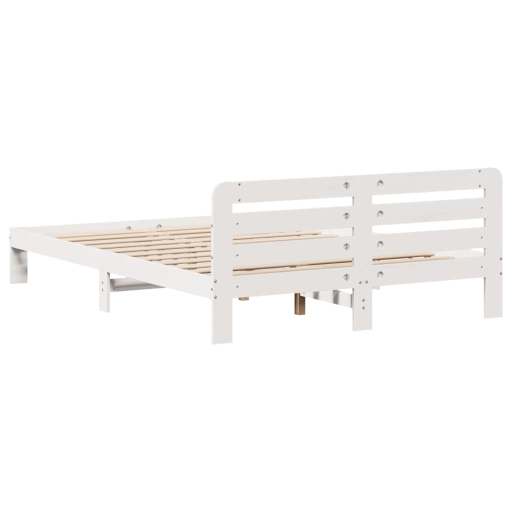 vidaXL Cadru de pat fără saltea, alb, 120x200 cm, lemn masiv pin vidaXL Cadru de pat fără saltea, alb, 120x200 cm, lemn masiv pin
