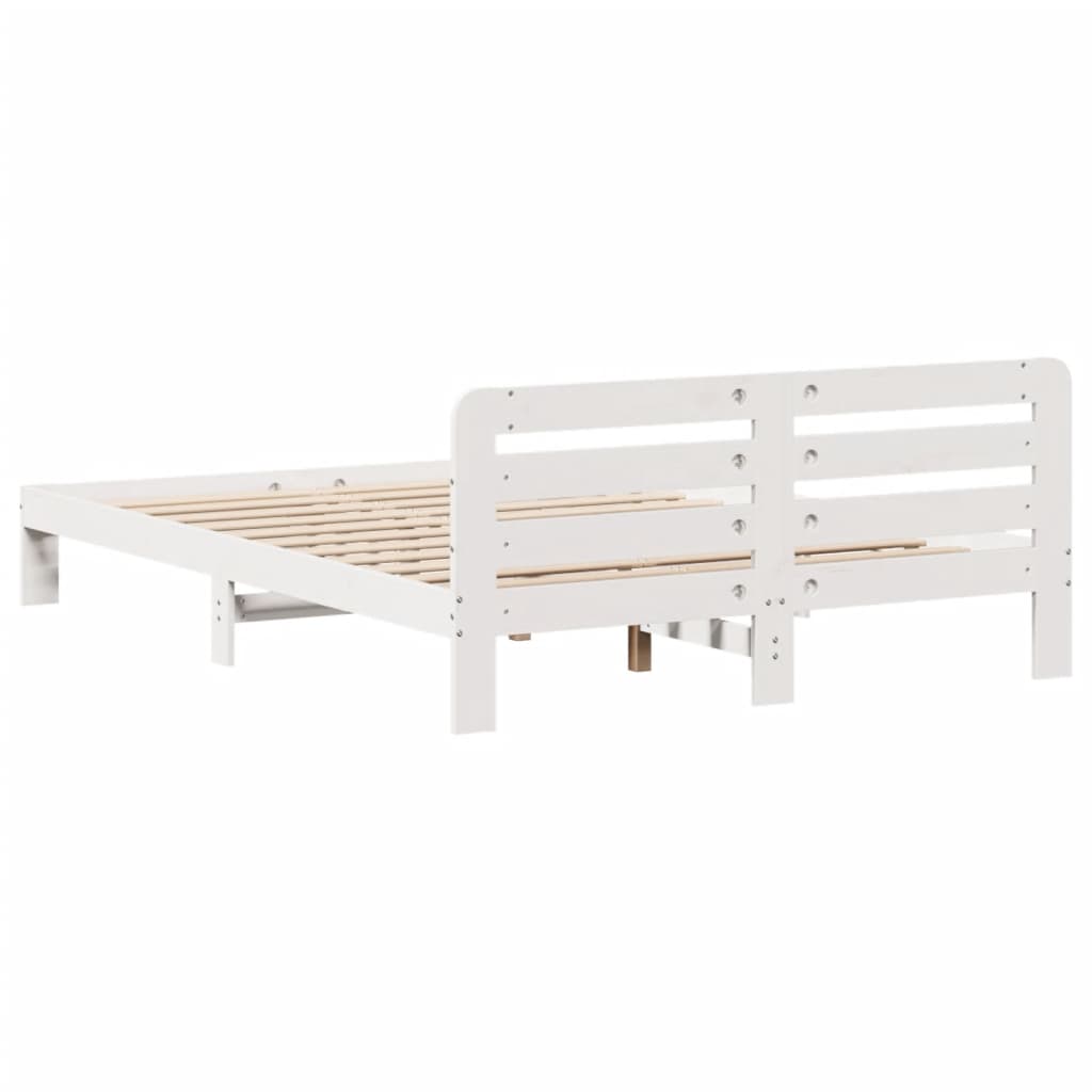 vidaXL Cadru de pat fără saltea, alb, 140x200 cm, lemn masiv pin vidaXL Cadru de pat fără saltea, alb, 140x200 cm, lemn masiv pin