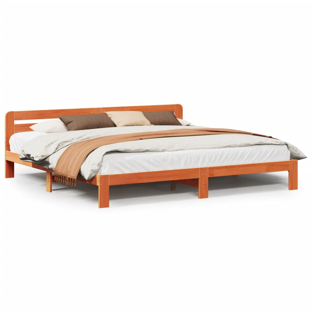 vidaXL Cadru de pat fără saltea, maro ceruit 180x200 cm lemn masiv pin vidaXL Cadru de pat fără saltea, maro ceruit 180x200 cm lemn masiv pin