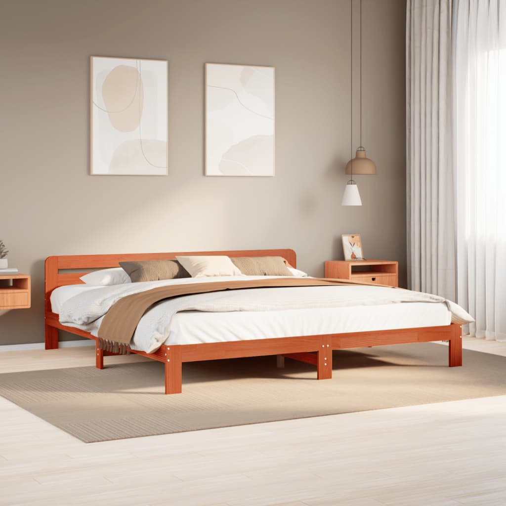 vidaXL Cadru de pat fără saltea, maro ceruit 180x200 cm lemn masiv pin vidaXL Cadru de pat fără saltea, maro ceruit 180x200 cm lemn masiv pin