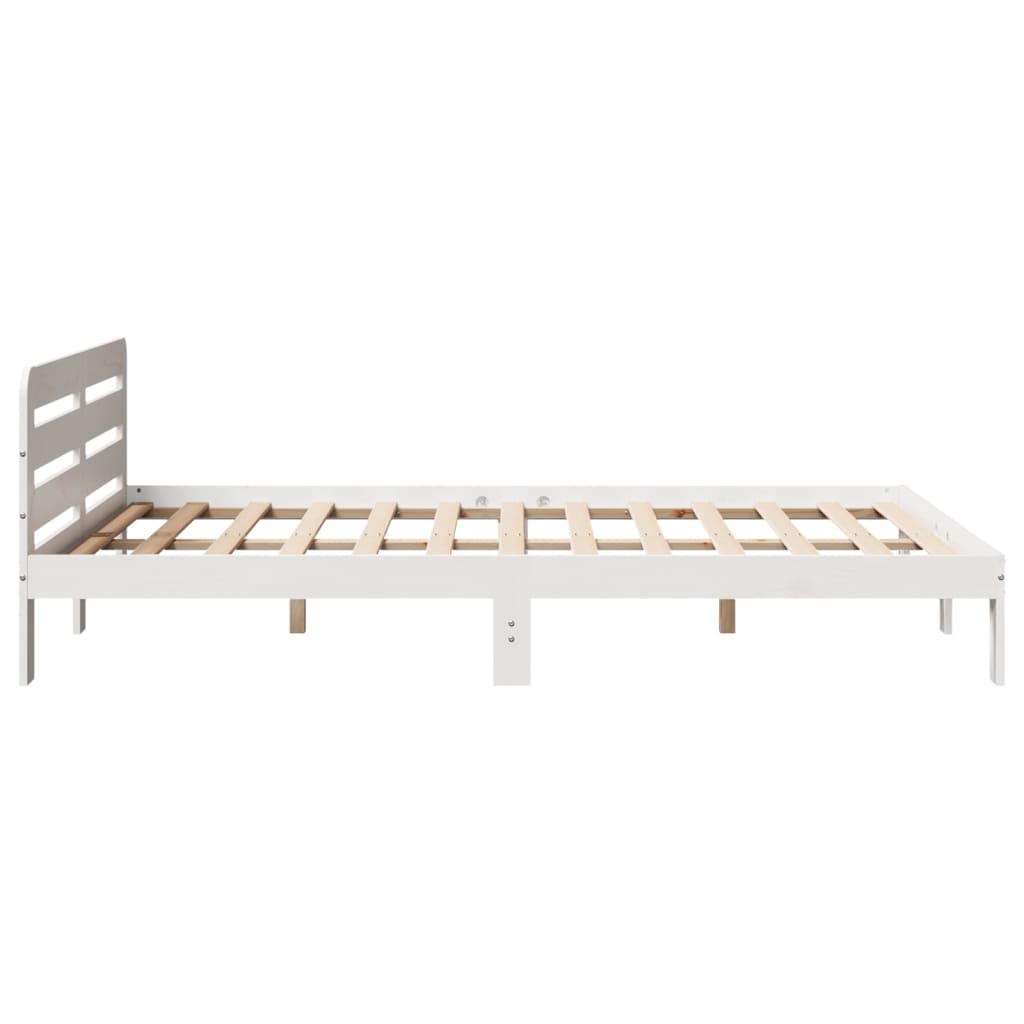 vidaXL Cadru de pat fără saltea, alb, 135x190 cm, lemn masiv de pin vidaXL Cadru de pat fără saltea, alb, 135x190 cm, lemn masiv de pin