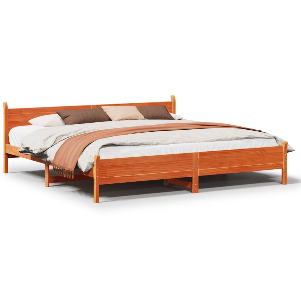 vidaXL Cadru de pat fără saltea, maro ceruit 180x200 cm lemn masiv pin vidaXL Cadru de pat fără saltea, maro ceruit 180x200 cm lemn masiv pin