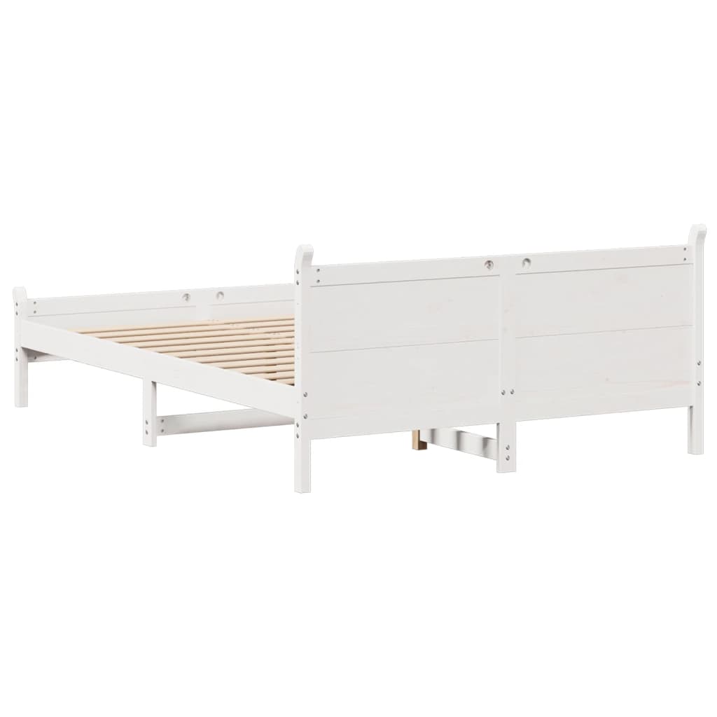 vidaXL Cadru de pat fără saltea, alb, 160x200 cm, lemn masiv pin