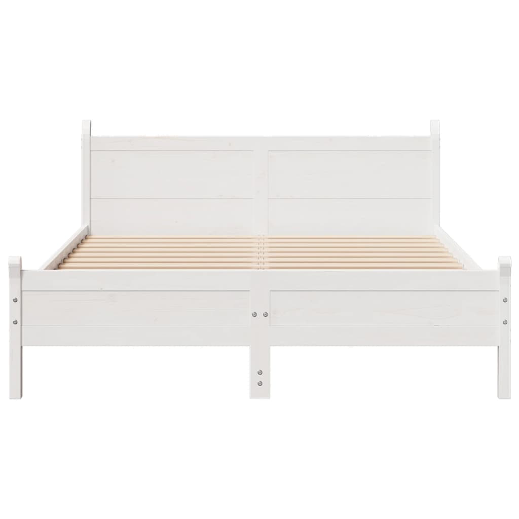 vidaXL Cadru de pat fără saltea, alb, 150x200 cm, lemn masiv pin vidaXL Cadru de pat fără saltea, alb, 150x200 cm, lemn masiv pin