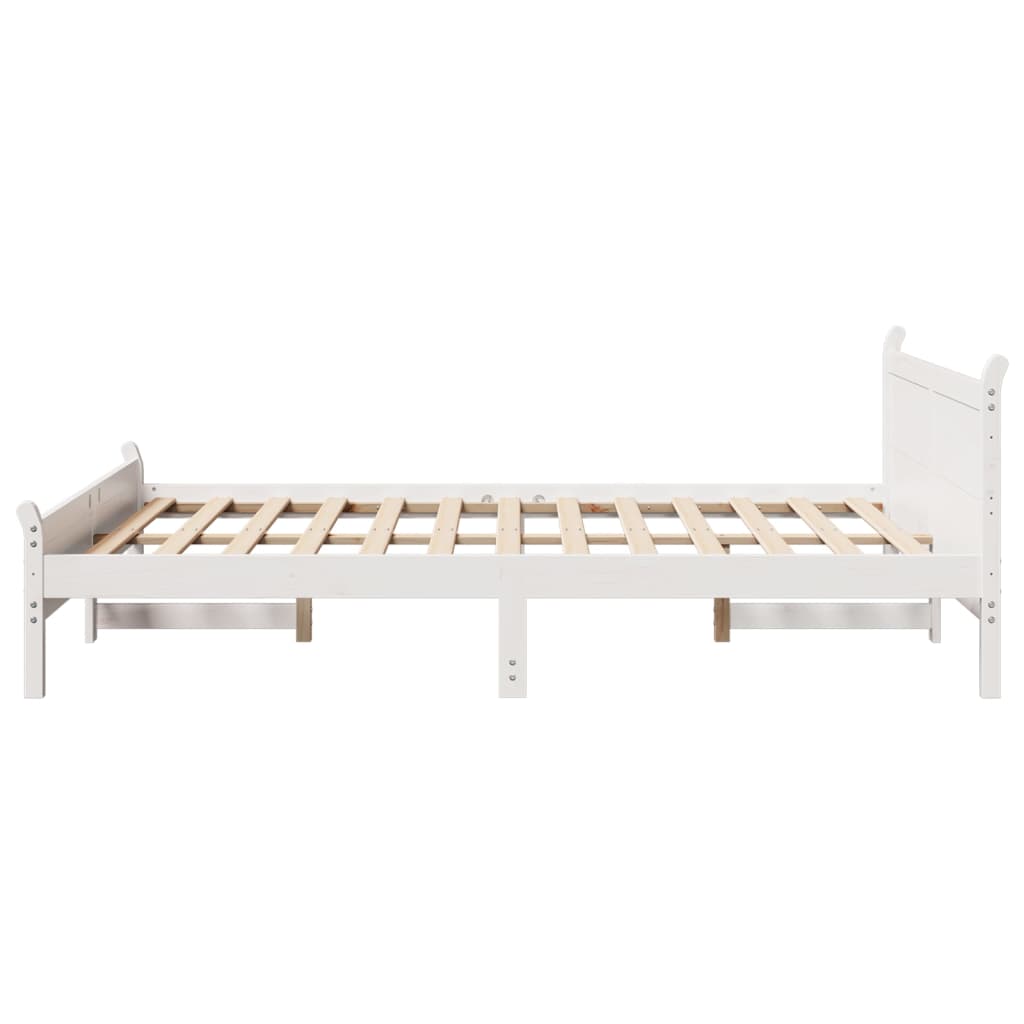 vidaXL Cadru de pat fără saltea, alb, 150x200 cm, lemn masiv pin vidaXL Cadru de pat fără saltea, alb, 150x200 cm, lemn masiv pin