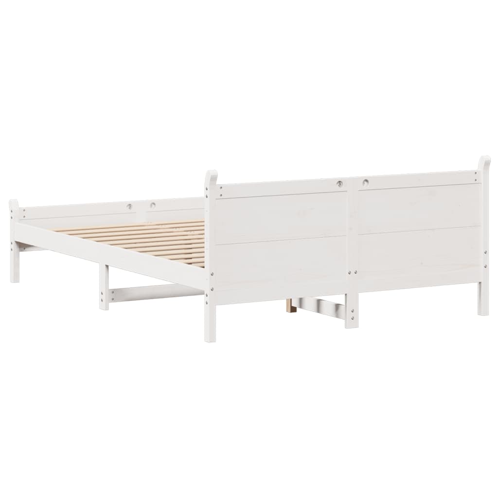 vidaXL Cadru de pat fără saltea, alb, 150x200 cm, lemn masiv pin vidaXL Cadru de pat fără saltea, alb, 150x200 cm, lemn masiv pin