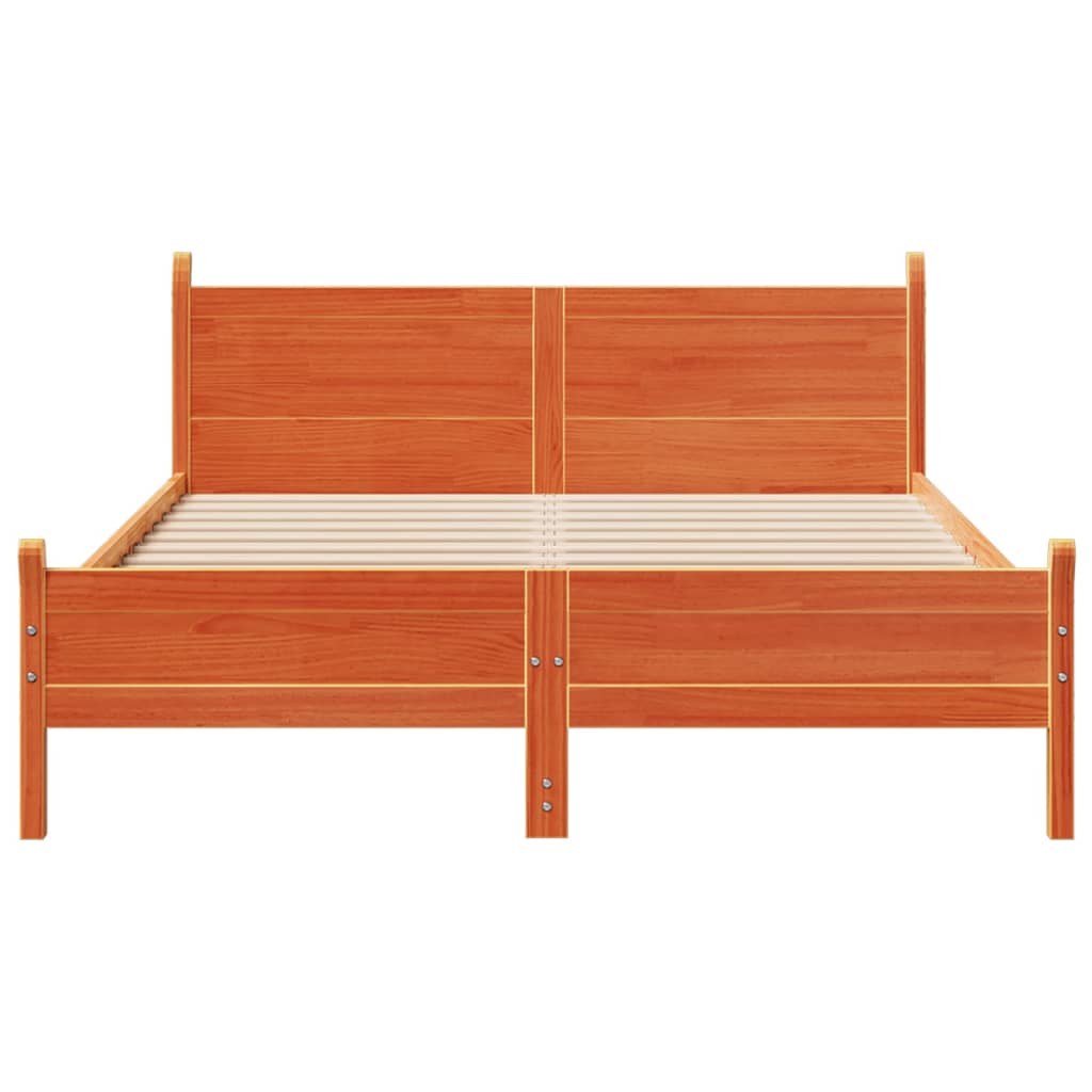 vidaXL Cadru de pat fără saltea, maro ceruit 140x200 cm lemn masiv pin vidaXL Cadru de pat fără saltea, maro ceruit 140x200 cm lemn masiv pin