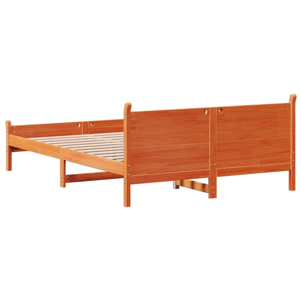 vidaXL Cadru de pat fără saltea, maro ceruit 140x200 cm lemn masiv pin vidaXL Cadru de pat fără saltea, maro ceruit 140x200 cm lemn masiv pin