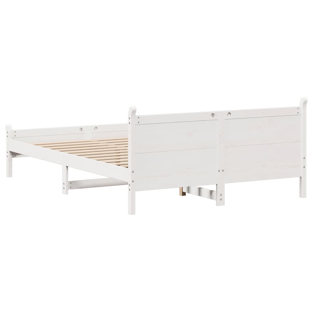 vidaXL Cadru de pat fără saltea, alb, 120x200 cm, lemn masiv pin vidaXL Cadru de pat fără saltea, alb, 120x200 cm, lemn masiv pin