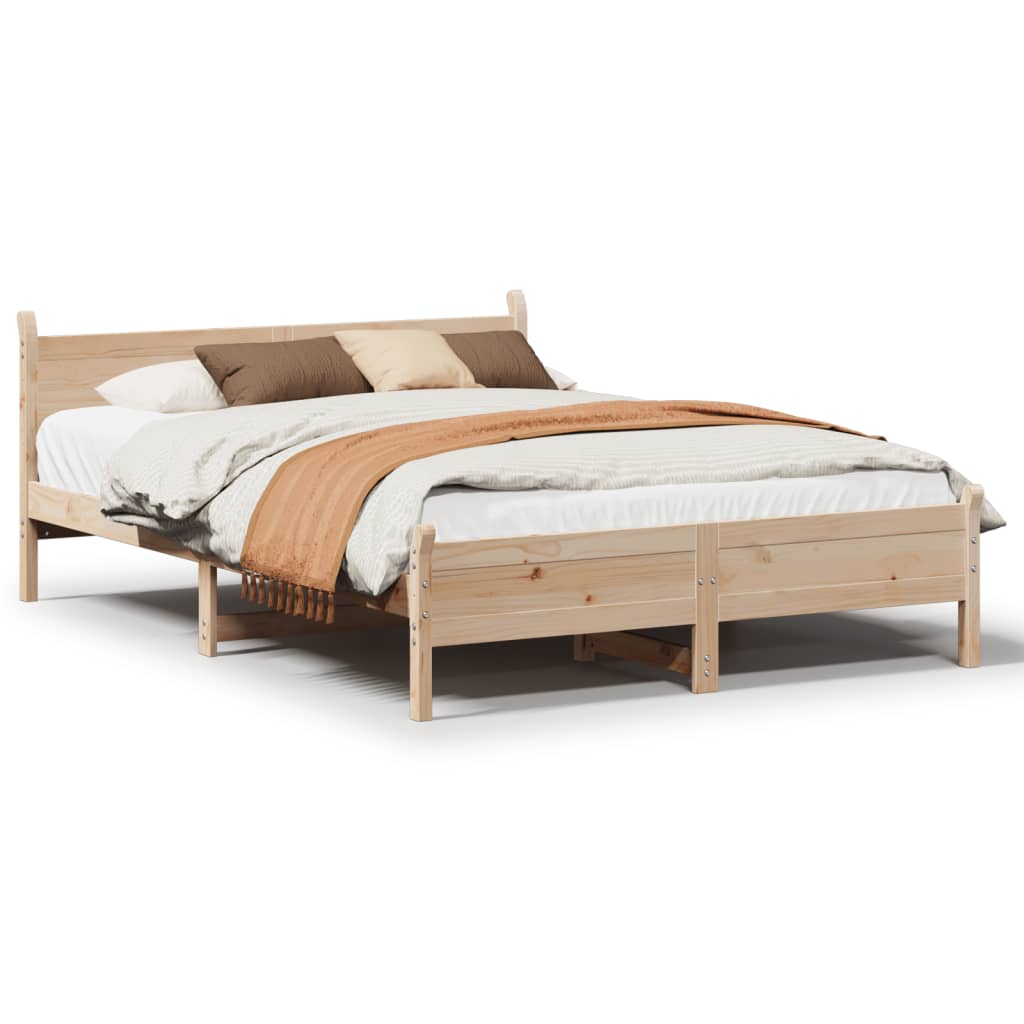 vidaXL Cadru de pat fără saltea, 140x190 cm, lemn masiv de pin vidaXL Cadru de pat fără saltea, 140x190 cm, lemn masiv de pin