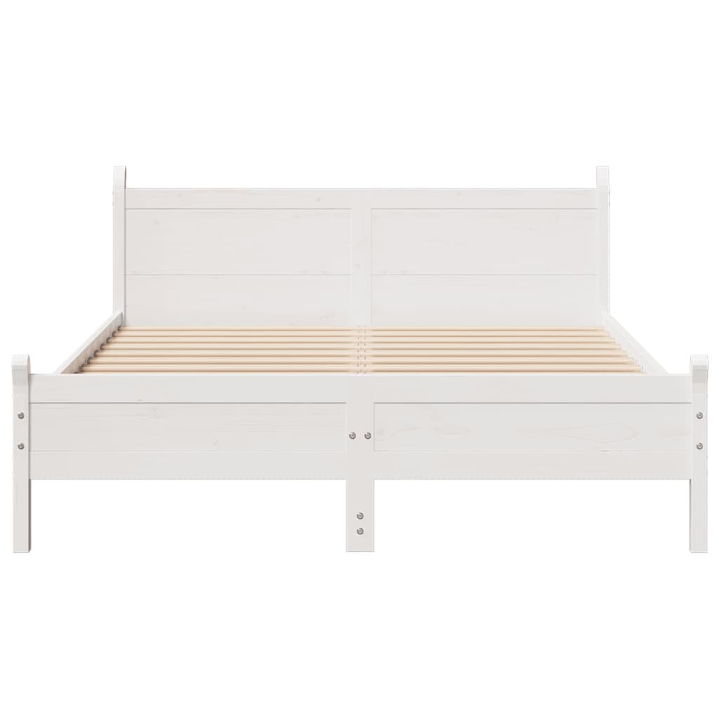 vidaXL Cadru de pat fără saltea, alb, 135x190 cm, lemn masiv de pin vidaXL Cadru de pat fără saltea, alb, 135x190 cm, lemn masiv de pin