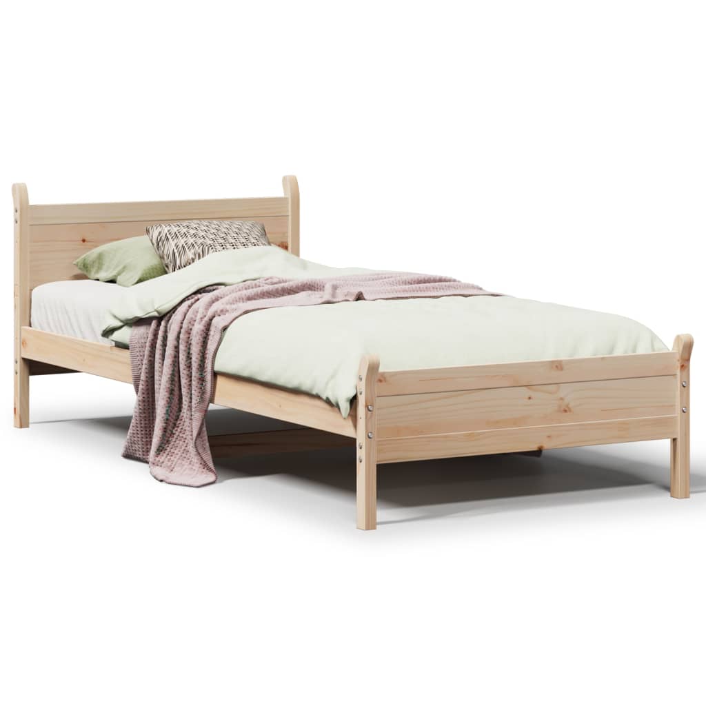 vidaXL Cadru de pat fără saltea, 75x190 cm, lemn masiv de pin