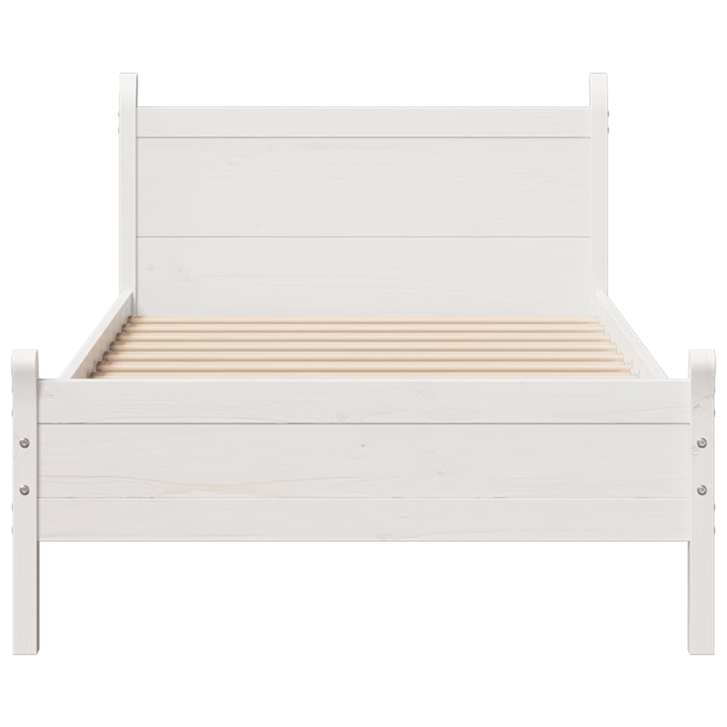 vidaXL Cadru de pat fără saltea, alb, 75x190 cm, lemn masiv de pin