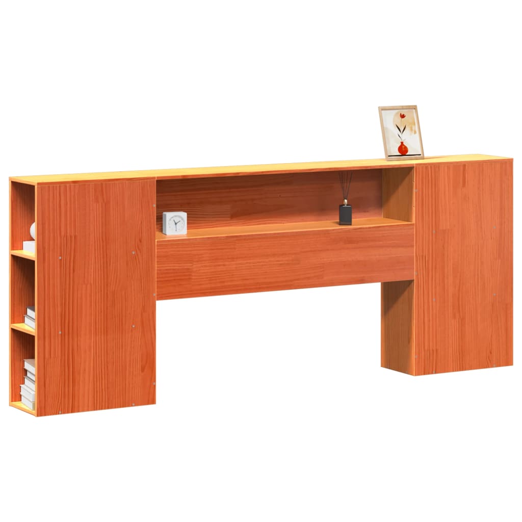 vidaXL Tăblie de pat cu depozitare maro ceruit, 200 cm, lemn masiv pin