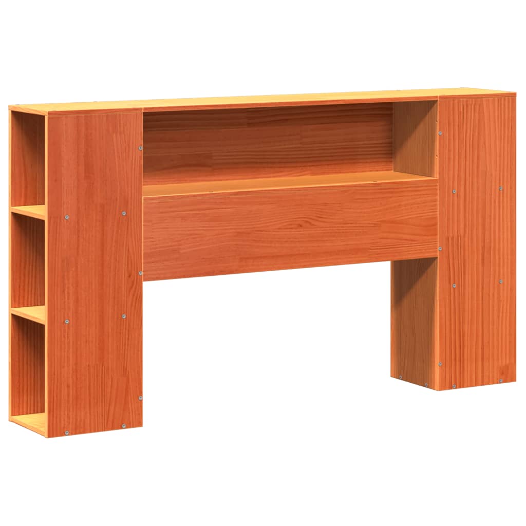 vidaXL Tăblie de pat cu depozitare maro ceruit, 135 cm, lemn masiv pin