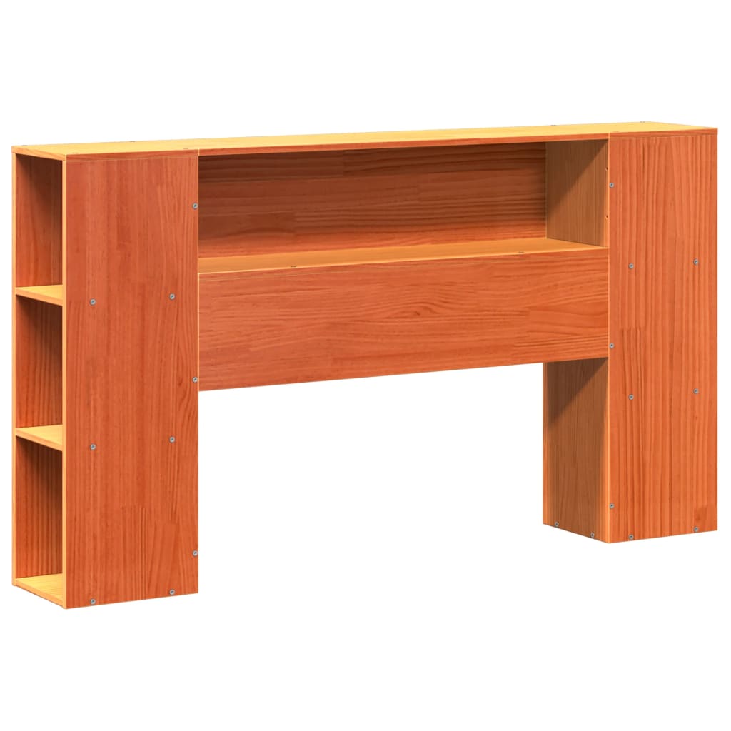 vidaXL Tăblie de pat cu depozitare maro ceruit, 120 cm, lemn masiv pin